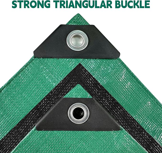 Tarp 15x25 ft Heavy Duty 100% Waterproof 10mil,UV Resistant,Durable Grommets and Reinforced Edges Green/Black Tarp for Camping, Swimming Pools,Car Coverage -by MVPNET