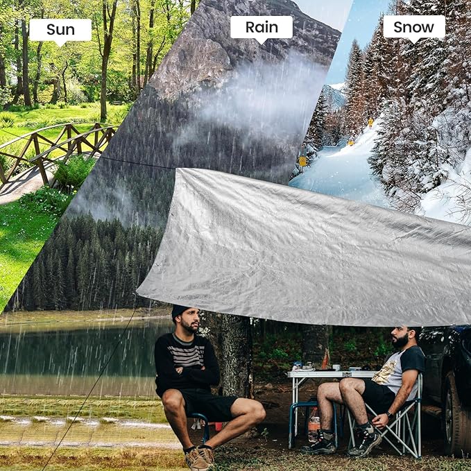 TICONN Heavy Duty Tarp Cover, Extra Thick Tarps Waterproof Tear and Rip Proof UV Resistant Tarpaulin with Reinforced Grommets and Edges (5.5 Mil, 10'x12')