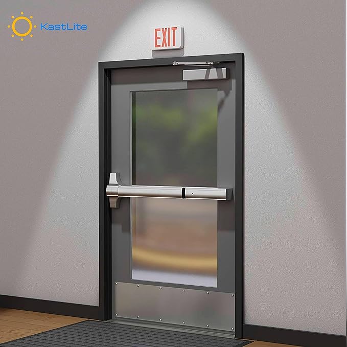 KastLite LED Exit Sign | Emergency Exit Sign with 90 Min Battery Backup | Ceiling & Wall Mount | Damp Rated, UL Listed, 120/277VAC, UL94V-0, Easy Install Small LED Exit Sign for Commercial Indoor Use