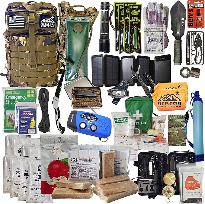 Bug Out Bag - Premium Bugout Backpack Pre-Packed Survival Kit - Ultimate 72 Hour Backpack Survival Kit - Comprehensive Survival Items - Go Bag Emergency
