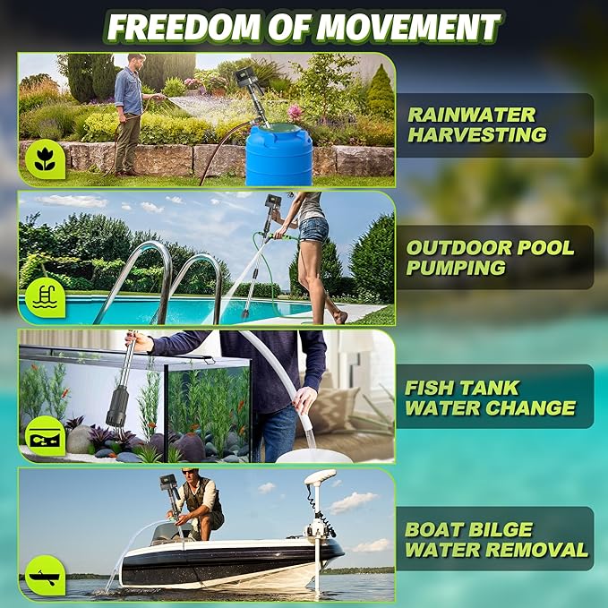 FLUENTPOWER Cordless Stick Water Transfer Pump, Compatible with Makita18V Battery, 3 Flow Rate Setting, Brushless Submersible Pump Portable Sump Utility Pump for Pool Garden Pond(Tool Only)