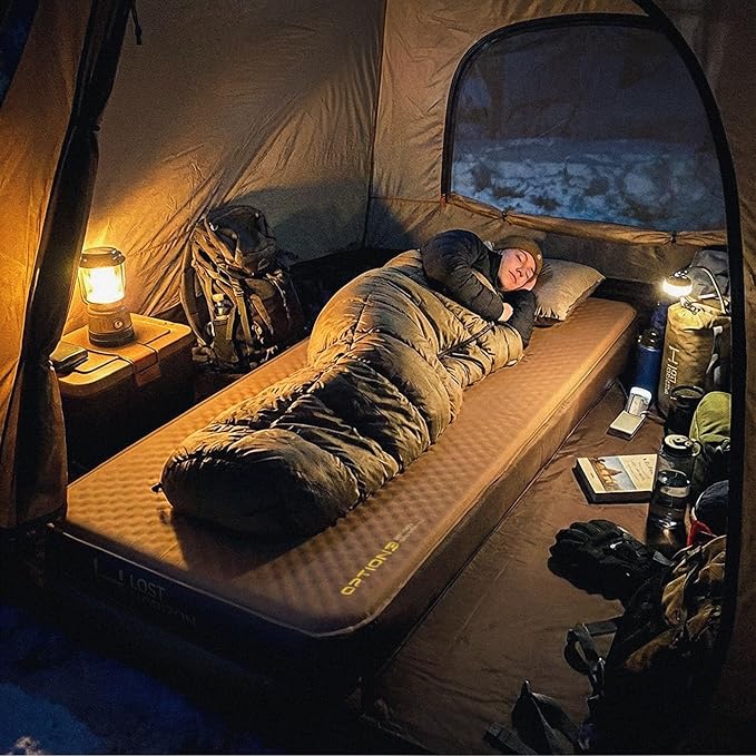 LOSTHORIZON Air & Foam Camping Mattress, Self-Inflating Sleeping Pad, 4.5" Thick, with Pump Sack, Single