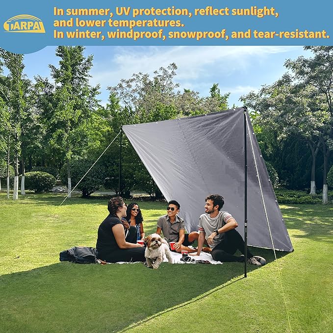 TARPAL 12x30 tarp,Heavy Duty Tarp 14mil Silver Reflective Tarps Large Waterproof Tarps with Grommets and Reinforced Edges UV Protection,Tear Resistant for Firewood,RV,Boat,Roof,Car,Camping