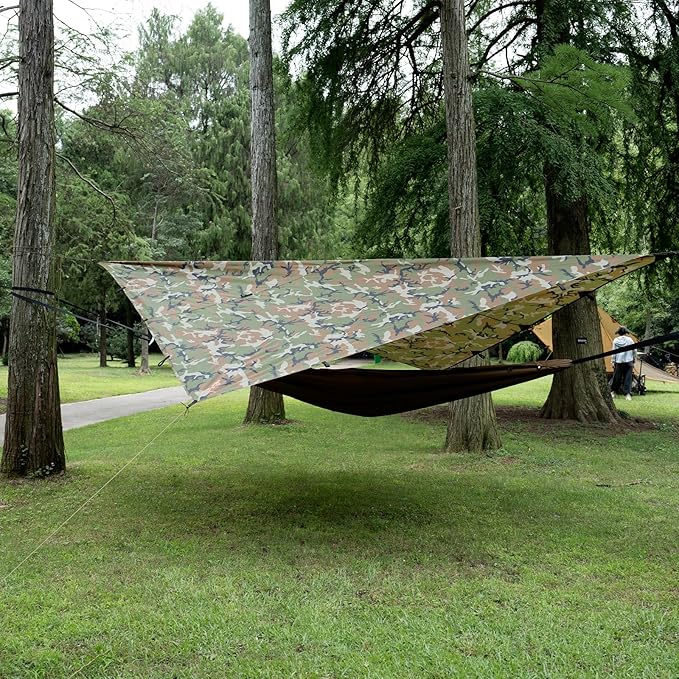 FREE SOLDIER Camping Tarp Waterproof Portable Multifunctional Outdoor Camping Traveling Awning Backpacking Shelter Rain Tarp (Camo 10×10.5ft)