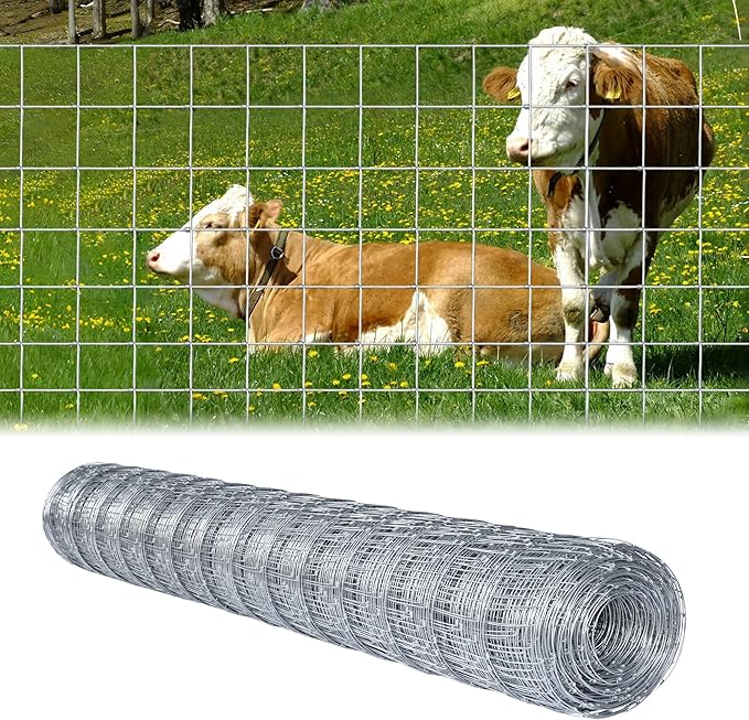 6ft x 100ft Thicker Heavy-Duty Livestock Fence, High-Zinc Galvanized Cattle Fence, Farm Wire Fencing for Hog, Goat, Deer & Horse