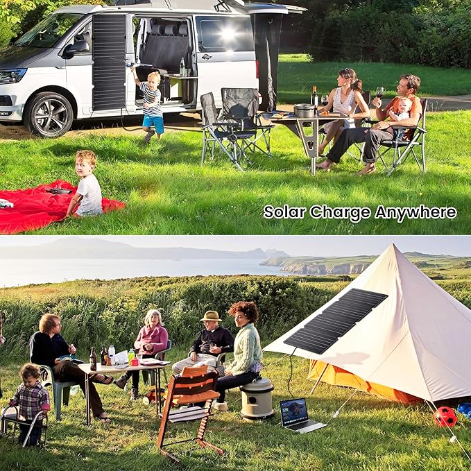 36W Portable Solar Panel, EFTE Foldable Solar Panel Charger IP65 Waterproof with 2 Outputs (USB-A Type-C) for Camping Hiking RV Outdoor Compatible with Mobile Phones Power Bank Camping Lamps