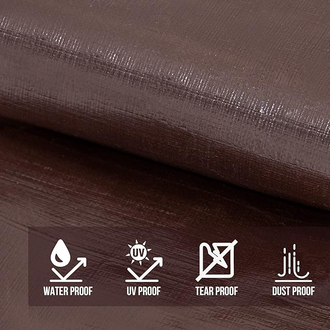 CARTMAN Finished Size 10x12 Feet Extra Thick 12 Mil Heavy Duty Poly Tarp, Multipurpose Protective Cover, UV Resistant, Waterproof Poly Tarpaulin with Reinforced Edges