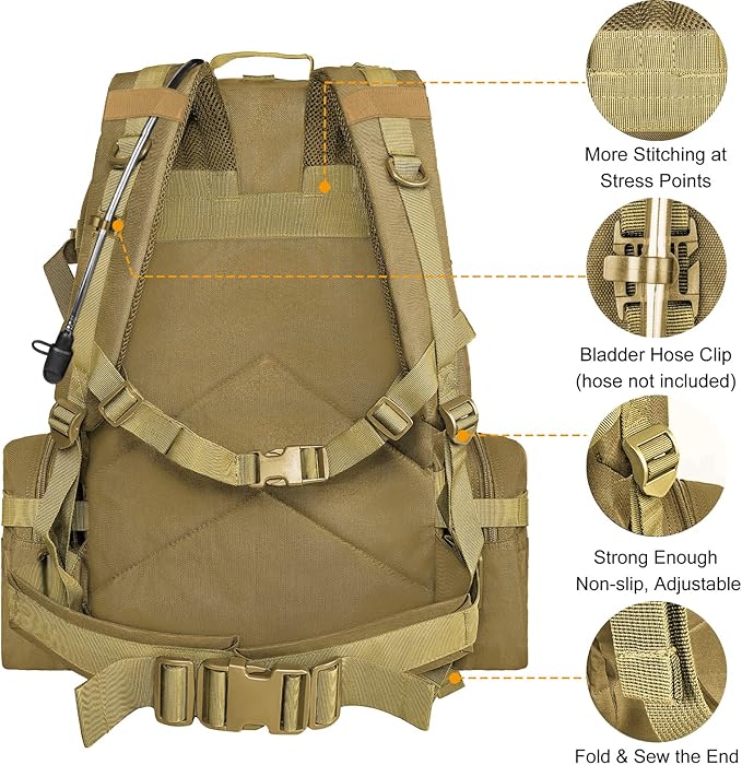 CVLIFE Tactical Backpack Military Army Rucksack 60L Large Assault Pack Detachable Molle Bag…