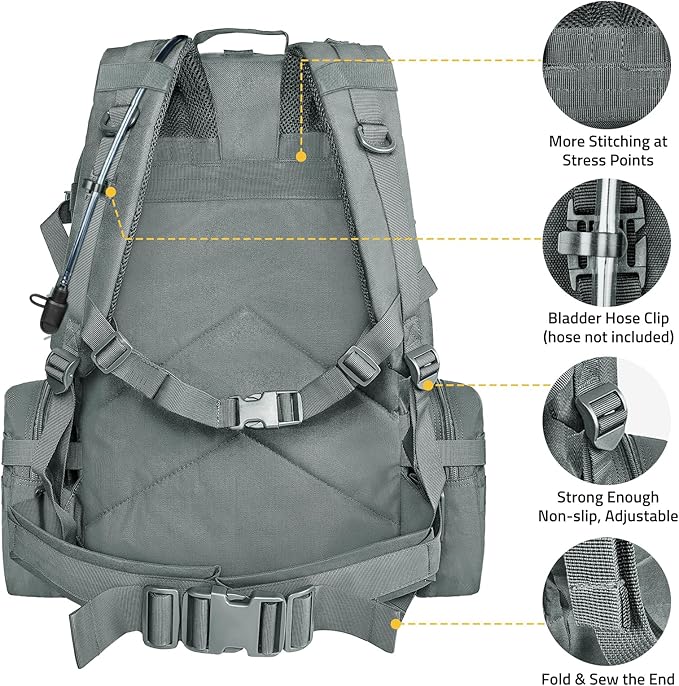 CVLIFE Tactical Backpack Military Army Rucksack 60L Large Assault Pack Detachable Molle Bag…