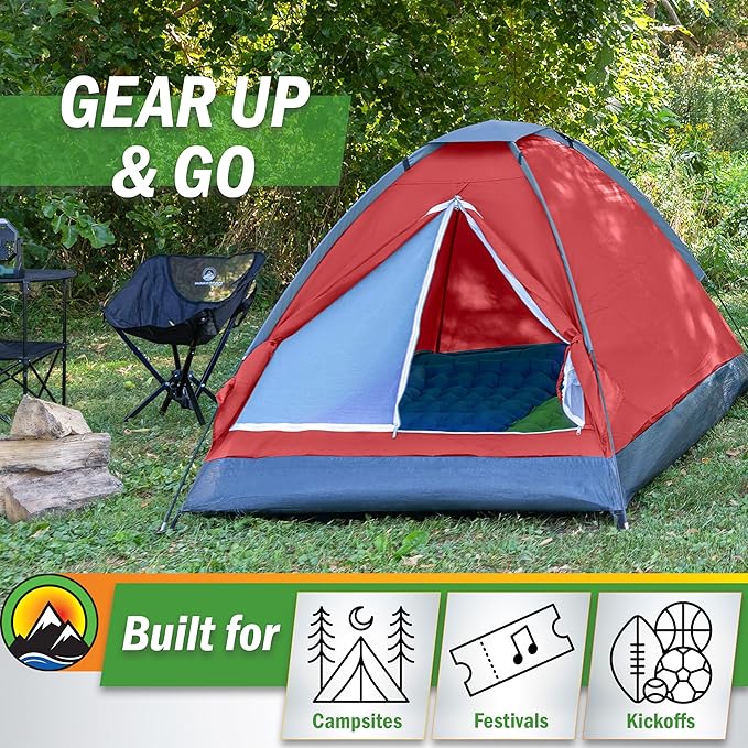 2-Person Dome Tent – Easy Set Up Shelter with Rain Fly and Carrying Bag for Camping