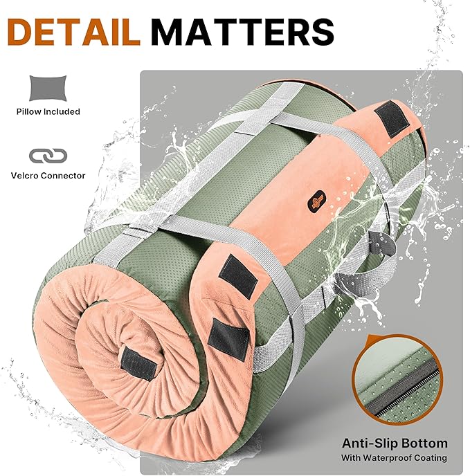Floor Memory Foam Car Camping Bed Glamping Roll Up Futon Mattress, Japanese Floor Sleeping Mat Camp Cot Mattress Pad Travel Guest Side Sleepers [Single: 75 * 30 * 3'']