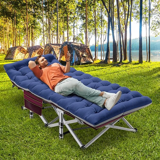 ABORON Heavy-Duty Folding Guest Bed for Adults, 500lb Capacity, Portable Extra Cot with 1217D Double Layer, Ideal for Indoor Guest Stays & Temporary Home Use