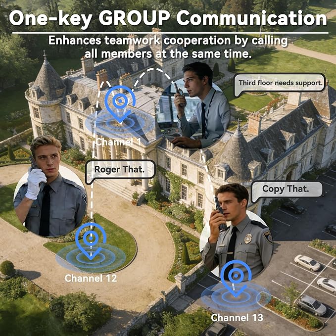 SAMCOM FWCN30A Group Walkie Talkies Long Range, Rechargeable 1250mAh Battery 22 FRS Channel Two Way Radios with Earpieces for Adults, Handheld Walky Talky with Type-C Cable,4 Packs