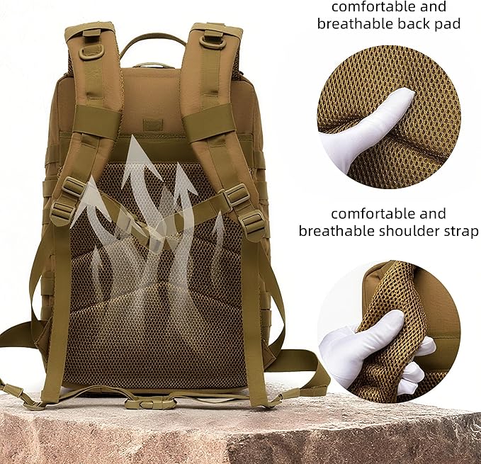 aiGear 50L Military Tactical Backpack 3 Days Assault Pack Large Day Backpack for Men Molle Army Bug Out Bag Waterproof Heavy Duty Hiking Trekking Rucksack - Green Camo