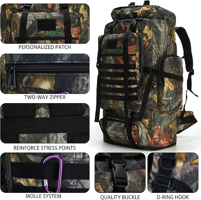 Hiking Backpack for Men 70L/100L Camping Backpack Military Rucksack Molle 3 Days Assault Pack for Climbing