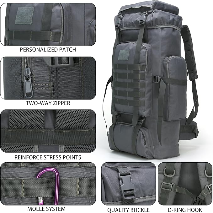 Hiking Backpack for Men 70L/100L Camping Backpack Military Rucksack Molle 3 Days Assault Pack for Climbing