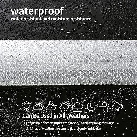 Reflective Tape, Waterproof Self Adhesive Dot Reflective Tape Outdoor Safety Caution Reflector for Trailers, Bikes, Cars（White, 6 Inch x 32.8 Feet）