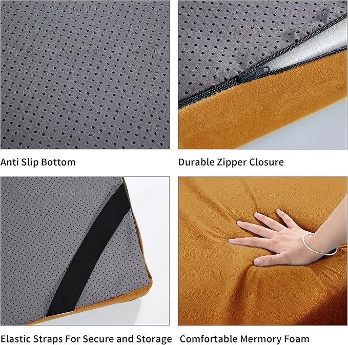 HOMBYS 3 INCH Thick Waterproof Memory Foam Camping Mattress for Outdoor Sleeping, Portable Roll Up Mattress Pad Mat for Travel Truck Bed Tent