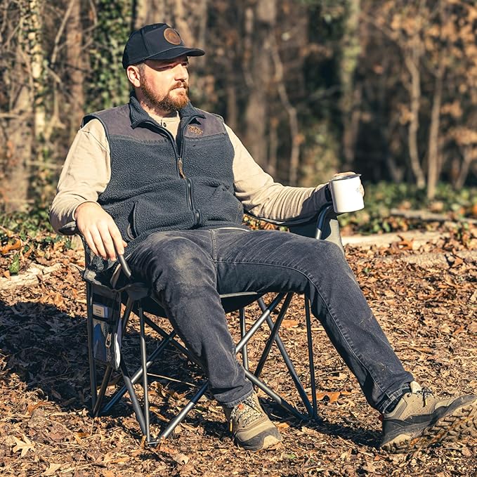 OUTSIDER Oversized Camping Folding Chair, Heavy Duty 500 LBS Portable Foldable Outdoor Chair Camp Chair with Cup Holder and Cooler Bag for Camping, Travel,Fishing, Lawn, Patio