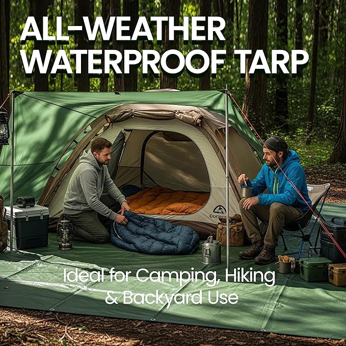 Multi Purpose Waterproof Tarp 10 x 12 Feet 5 Mil Thick Material, Waterproof, for Tarpaulin Canopy Tent, Boat, RV or Pool Cover Army Green…
