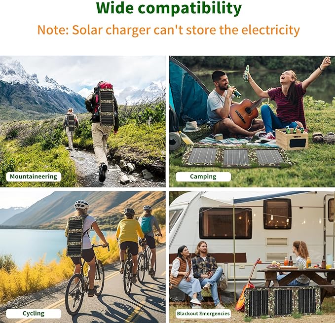 Portable Solar Panel,USB Ports 28W Power Generation Charger for Phone Camping,Hiking, Backpacking,Emergency Solar Charger Folding Waterproof Solar Panels with Carabiners (3-Panel)