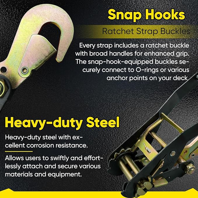 4 Pack Car Tie Down Straps for Trailers - 2" x 96" - 9900LBS Break Strength - Tire Ratchet Strap with Snap Hooks - Adjustable Wheel Straps for Hauling UTV, SUV, Truck, Any Cars