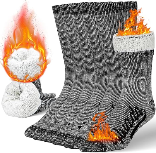 Alvada Merino Wool Hiking Socks Thermal Warm Crew Winter Boot Sock For Men & Women 3 Pairs