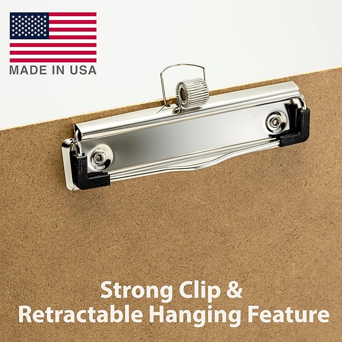 Officemate Wood Clipboard, Memo Size, Low Profile Clip with Pen Holder (83113)