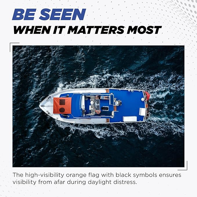 TEKTITE® Daytime Distress Signal Flag for Boats – Coast Guard Approved – SOS Orange Visual Safety Cloth Signal – Marine Boat Accessories – Boating, Signal, and Folding Flags - Made in USA