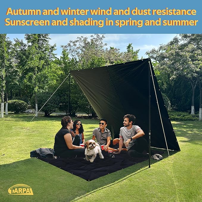 TARPAL 10x20ft tarp 14mil Black tarps Heavy Duty tarp LargeTarps，Water and UV Protection,for Outdoor Furniture Covers Waterproof,Awnings,Roofs,Tents,Pool Cover,Shade Cloth for Garden