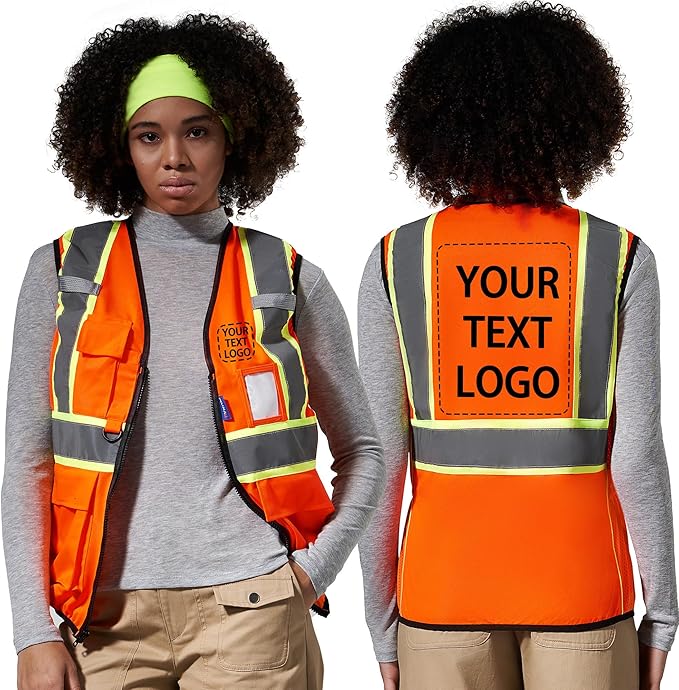 AYKRM Custom Logo Personalised Printed High Visibility Reflective 2 two tone work construction Safety Vest