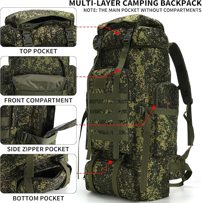 Hiking Backpack for Men 70L/100L Camping Backpack Military Rucksack Molle 3 Days Assault Pack for Climbing
