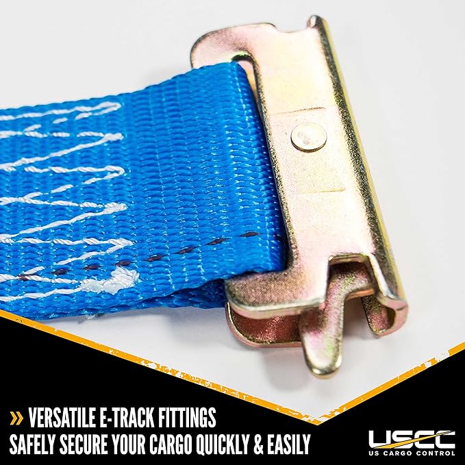 US Cargo Control Double-Fitted E-Track Ratchet Straps (20 Pack), 4,400 LBS Break Strength, 2 Inch x 20 Foot Heavy Duty E Track Straps with 3 Spring E-Fittings, Versatile 2-in-1 Logistic Tiedowns