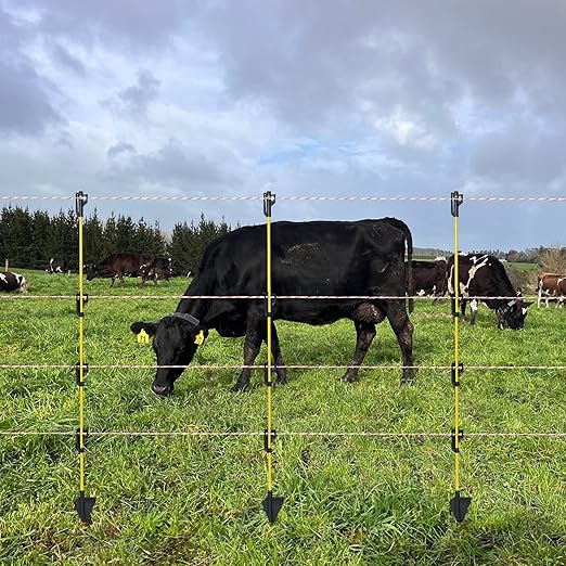 48 inch Electric Fence Posts Step in Fiberglass Insulated Plastic Electric Fence with Post, Electric Fence Stakes for Dogs, 20 Pack