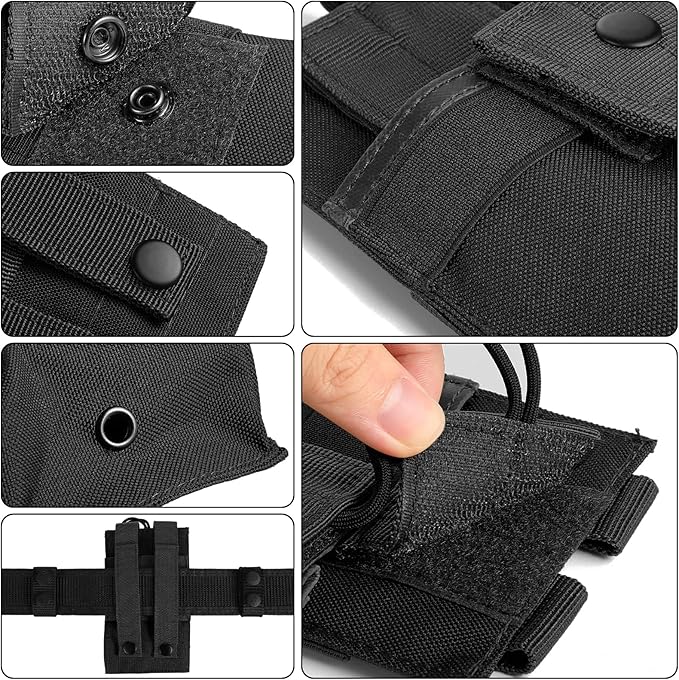 Tactical Radio Holder Radio Holster Molle Radio Pouch Universal Radio Case Military Heavy Duty Radio Bag for Police Firefighter Two Ways Walkie Talkies Vest (Black-large)