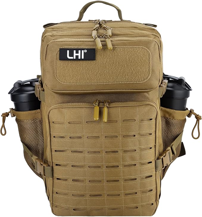 LHI Tactical Military Backpack for Men 25L/45L Large Molle Army Assault Pack 3 Day Hiking Rucksack With Bottle Holder