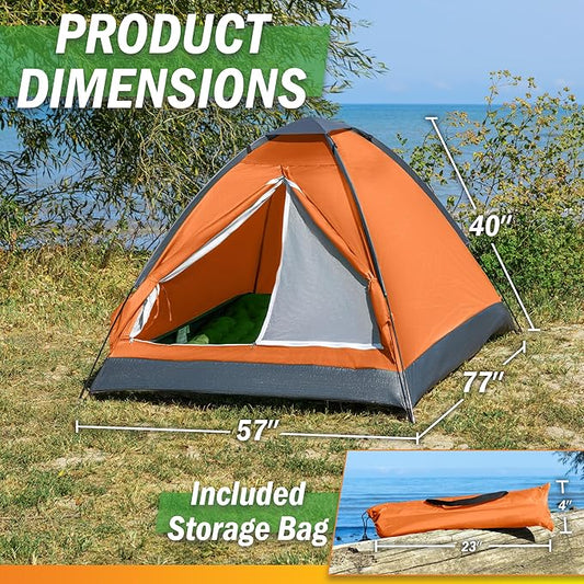 2-Person Dome Tent – Easy Set Up Shelter with Rain Fly and Carrying Bag for Camping