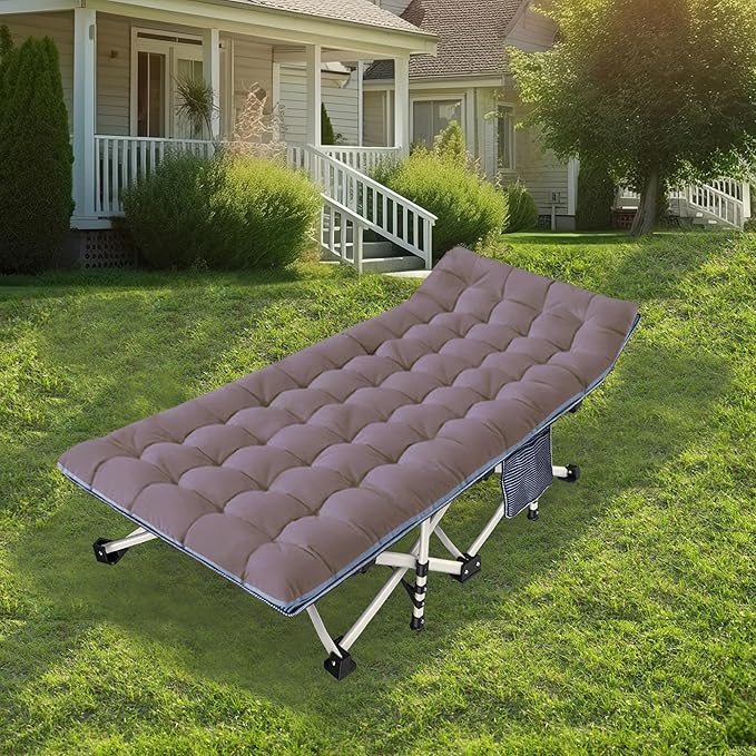 Extra Wide XXL Camping Cot with Comfortable Mattress Cots for Sleeping Folding Cot Camping Bed 79" L x 32" W x 18" H Heavy Duty with Carry Bag Outdoor Indoor