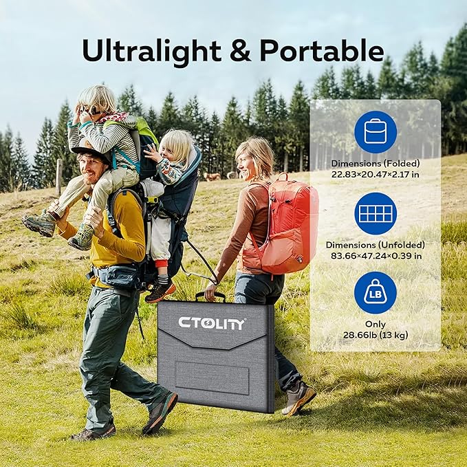 400W Portable Solar Panel, 24% High Efficiency Foldable Solar Panels Charger with Adjustable Kickstand IP65 Waterproof for Power Station Outdoor RV Camping Off Grid Hiking Emergency Power Supply