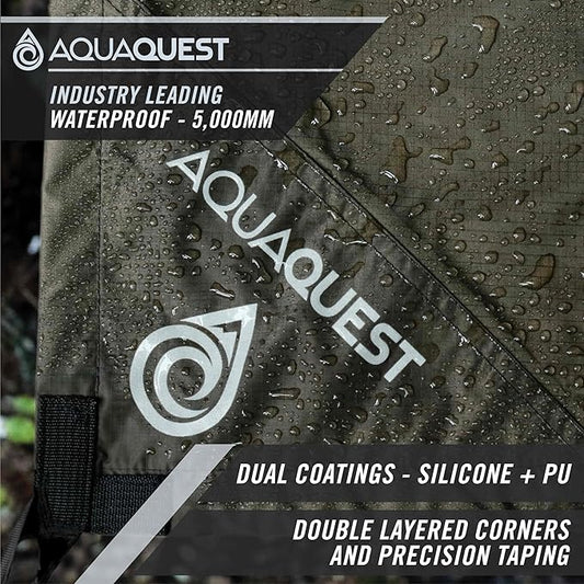 AquaQuest Defender Tarp – Heavy-Duty Waterproof (20,000 mm) Seam-Taped Rain Fly for Camping, Bushcraft & Survival