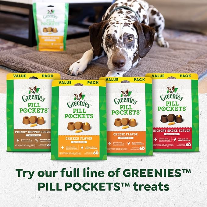 Greenies Pill Pockets for Dogs Large Size, Soft Dog Treats, Cheese Flavor, 15.8 oz. Pouch (60 Treats)