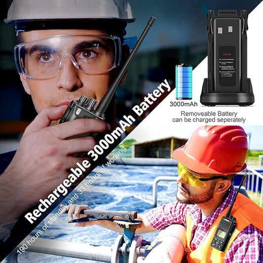 SAMCOM Long Range Two Way Radios 3000mAh High Power 2 Way Radios Rechargeable, 2 Watts UHF Walkie Talkies for Adults with Earpiece, Group PTT Button Programmed Business Radios, 9 Pcs