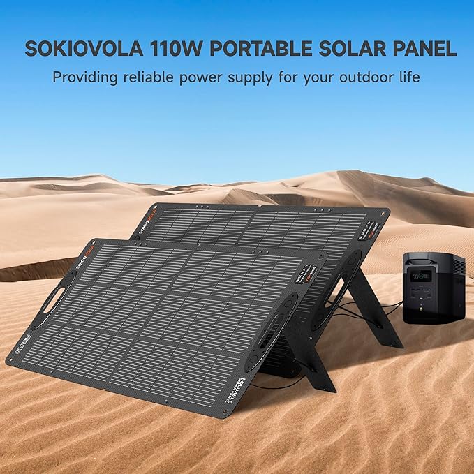 110W 18V Portable Solar Panel Kit,Portable Foldable Solar Panel,NextGen Solar Cell Up to 25% Conversion Rate,ETFE IP68 Waterproof & Dustproof for Power Station Outdoor Camping RV Trip