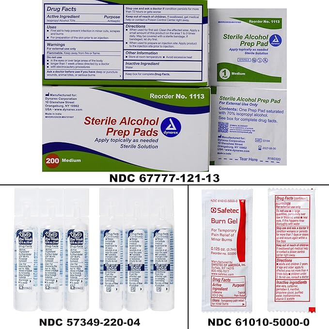 MFASCO First Aid Kits Refill Pack for ANSI Z308.1-2021 Class A OSHA Kit Compliant - User-Friendly Sectioned Bag for Easy Access - Emergency Kit Refill - Fits Medium Kits