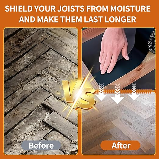 Butyl Joist Tape for Decking 2''×50', 4 Rolls Weather-Resistant Deck Joist Tape 2 inch, Waterproof and Anti-Corrosion Joists Deck Tape,Self-Adhesive Flashing Joists Tape for Wood Decks Beams Roof