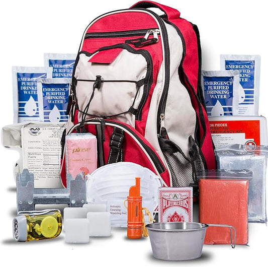 Blue Seventy-Two - Pro Series - Red Deluxe 72 Hour Emergency Backpack Survival Kit for 1 Person | Survival Kit for Wildfires, Earthquake, Tornado, Hurricane, and Other Emergencies