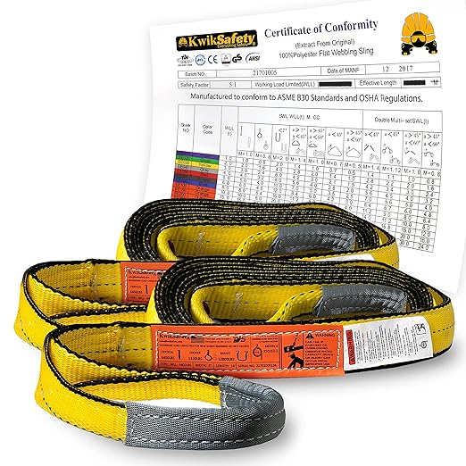 KwikSafety - Charlotte, NC - Mighty Sumo 2”x 8’ Poly Web Sling [2 Pack] Lifting Strap ASME OSHA / 6400lbs Vertical 5100lbs Choker 12800lbs Basket/Rigging Moving Towing Hoisting Gear