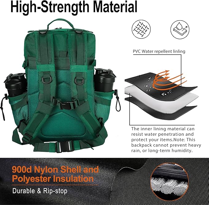LHI Tactical Military Backpack for Men 25L/45L Large Molle Army Assault Pack 3 Day Hiking Rucksack With Bottle Holder