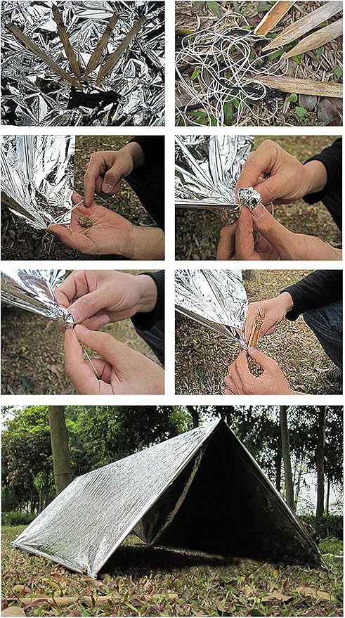 Emergency Foil Blanket (Pack of 100), Survival Thermal Mylar Blankets Individually Packaged Perfect for Outdoors, Hiking, Survival, Marathons or First Aid