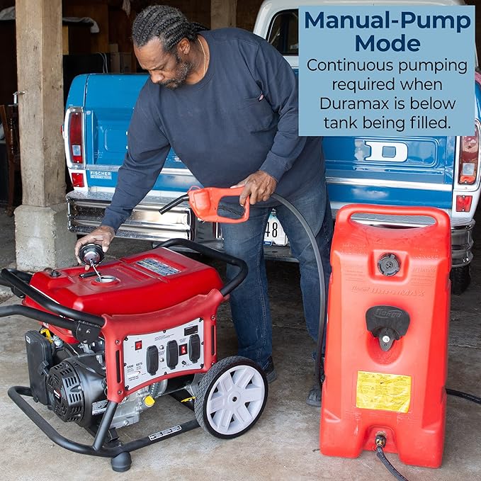 Scepter Duramax Flo ’N Go 14 Gallon Gas Caddy, 53 Liter Portable Fuel Tank and Fuel Transfer Pump with 10-Foot Hose for Lawn Mower, Farm, Marine, and Home Use, Gasoline Only, Red (2024 Version)